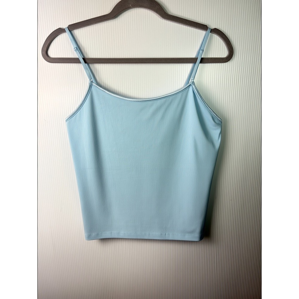 Ambiance Womens Sky Blue L Cami Tank Top Built In Shelf Bra Adjustable Strap